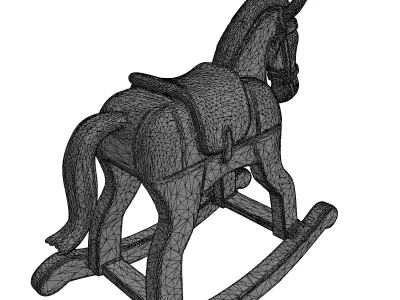 Vintage Wooden Rocking Horse Toy Low-poly 3D model