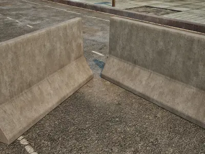 Concrete Barrier Low-Poly - PBR  Game-Ready Low-poly 3D model