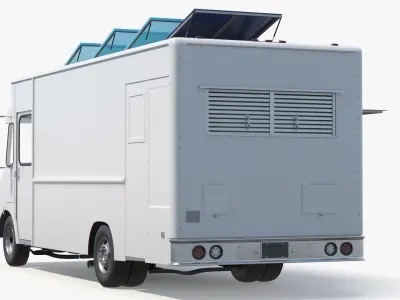 Solar Roof Snack Truck with Interior White Rigged for Cinema 4D 