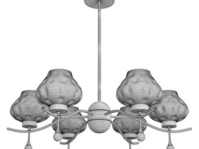 PRISCILLA brass chandelier with clear glass shades Low-poly 3D model