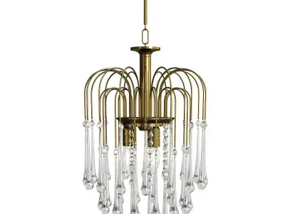 Italian Brass and Murano Glass Teardrop Chandelier Low-poly 3D model