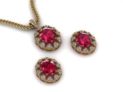Diamond ruby pendant set 3D print model