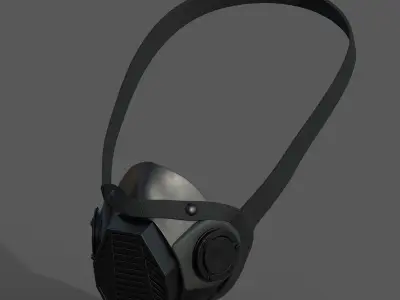 Gas mask helmet 3d model military combat fantasy cyborg armor  Low-poly 3D model