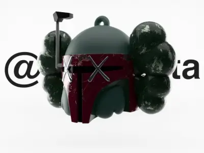 Kaws Keychain Mandalorian x Stormtrooper x Darth Vader Textured 3D model