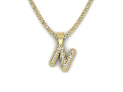 Pendant N letter with lights 3D print model