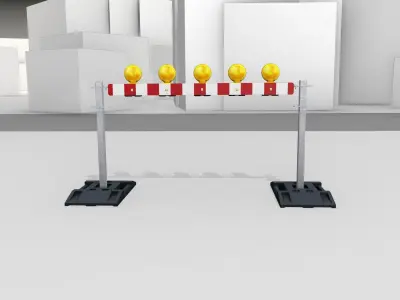 Construction Barrier 5 with warning lights 600-32 100x1600mm Low-poly 3D model