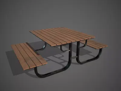 Park Bench Low-poly 3D model 2