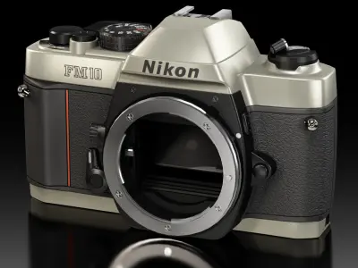 Nikon FM10 35mm film SLR camera Low-poly 3D model