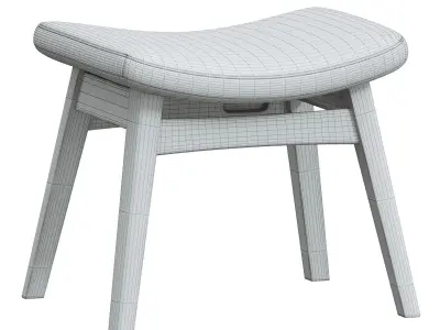 Vera Light Gray Fabric Upholstered Ottoman 3D model