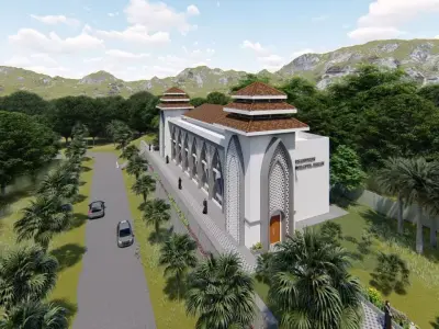 class building with islamic design exterior 3D model