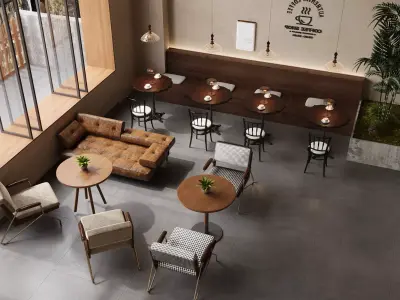 coffee shop 3D model 9
