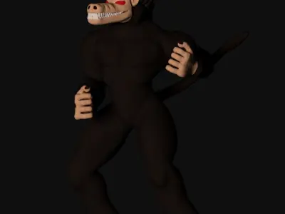Ozaru gorilla with eyes and hair Low-poly 3D model