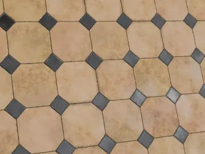 Tuscan Octagon Terracotta Tiles PBR Seamless Texture