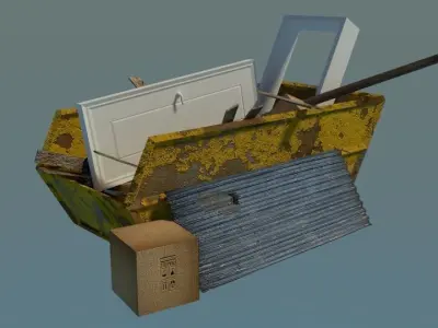Garbage box with door in it 3D model
