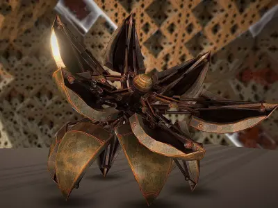 Hydraulic Sphere Bot - Rusty Version Low-poly 3D model