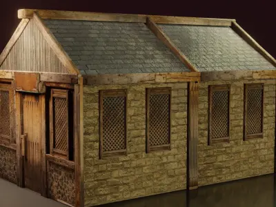 Photorealistic OLD HOUSE Low-poly 3D model