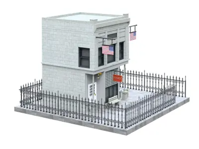 Police Station Low-poly 3D model