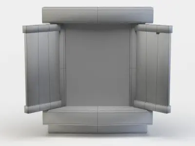 Window metal door with glass Low-poly 3D model