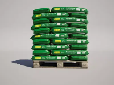  Bark Mulch Bag Pallet Low-poly 3D model