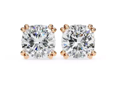 Cushion Solitaire Stud Earrings CAD Model 3DM STL 3D print model