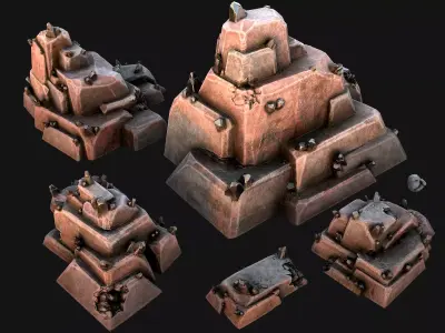 Tin Ores Deposits Minerals Metal Mine Low-poly 3D model