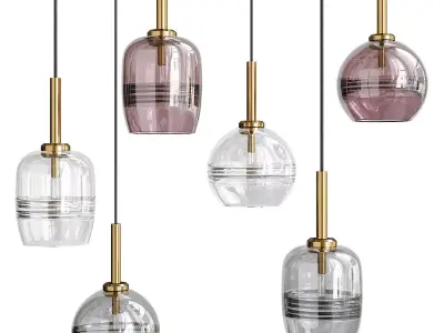 TOIMI set of five glass pendant lights with gold and accents Low-poly 3D model