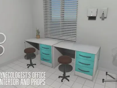 Gynecologist office - interior and props Low-poly 3D model