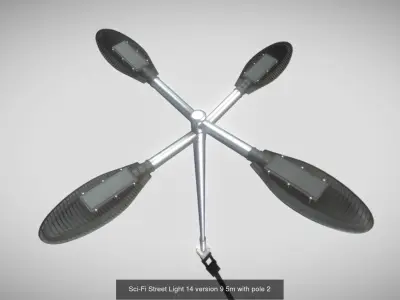 Sci-Fi Street Light 14 with pole 2 3D Model Pack