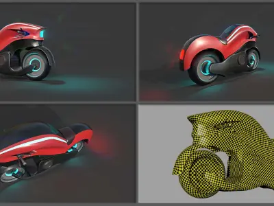 Sci-fi Bikes Pack Game Ready Low-poly 3D model
