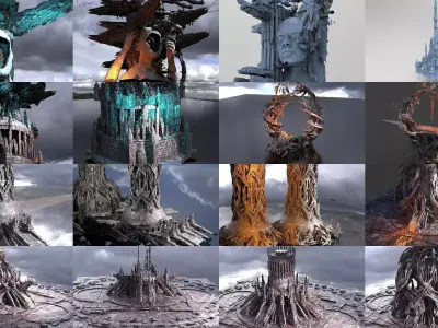 Wizard Architecture collection 2 3D Model Pack