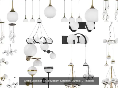Globo Lightstar Collection of 21 Modern Spherical Lamps Items 3D Model Pack