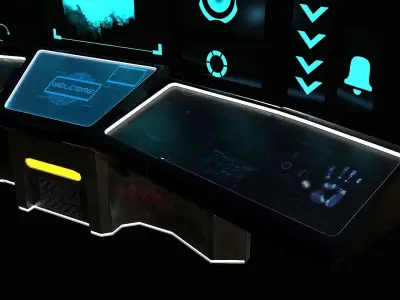 Sci-Fi Triple Console Game Ready  Low-poly 3D model