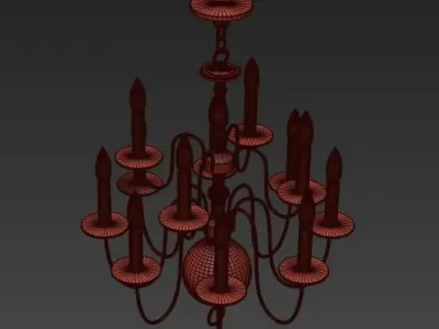 Dutch Style Brass Six Light Chandelier 3D model