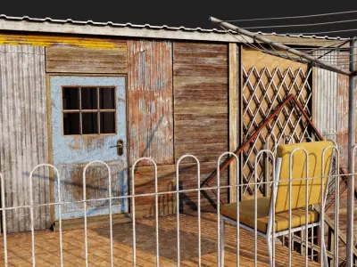 Colourful Shack Low-poly 3D model