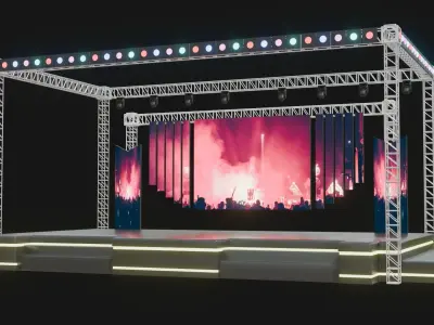 Entertainment Concert Event Stage 3D Model with Lights 3D model