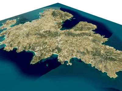 Mykonos Island full 3d model terrain Low-poly 3D model