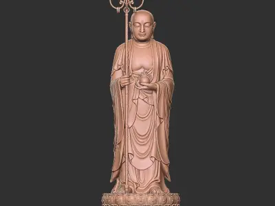 Ksitigarbha Bodhisattva Buddha Statue 3D model