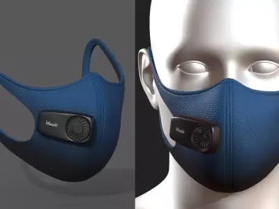 Gas mask protection futuristic fabric safety  Low-poly 3D model