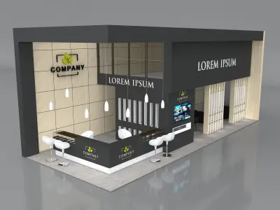 Exhibition Booth Stand Stall 12x5m Height 500 cm 2 Side Open 3D model