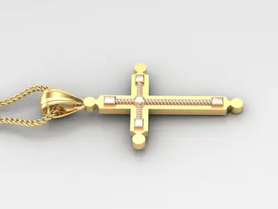 High Cross Pendant Light Gold 18K 4CP096 3D print model