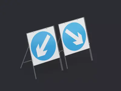 Keep Left Right Square Road Sings 3D Model Pack