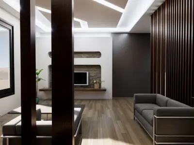  modern and minimalistic workspace 3D model