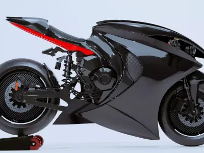 Futuristic Concept Motorcycle Black 3D model