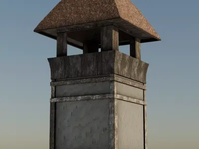 Medieval Watchtower Low-poly 3D model 2