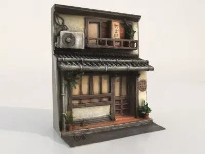 - Japanese House Facade - Low-poly 3D model