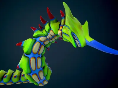 Giant worm 2 Low-poly 3D model