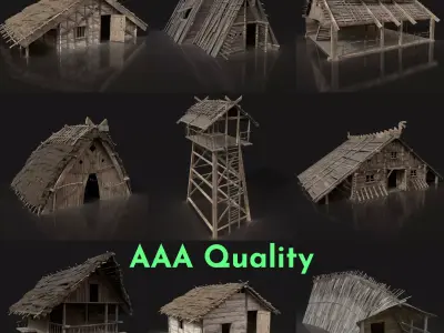 NEXT GEN VIKING MEDIEVAL VILLAGE SETTLEMENT BUILDER COLLECTION Low-poly 3D model