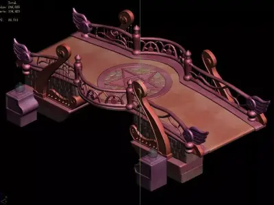 main city - Pink Stone Bridge 02 3D model