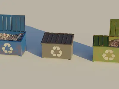 Garbage Container - Street 3D Lowpoly  Trash Dumpster Model Low-poly 3D model
