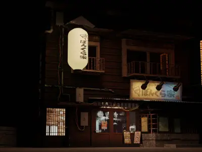 Japanese Shop Scene Low-poly 3D model